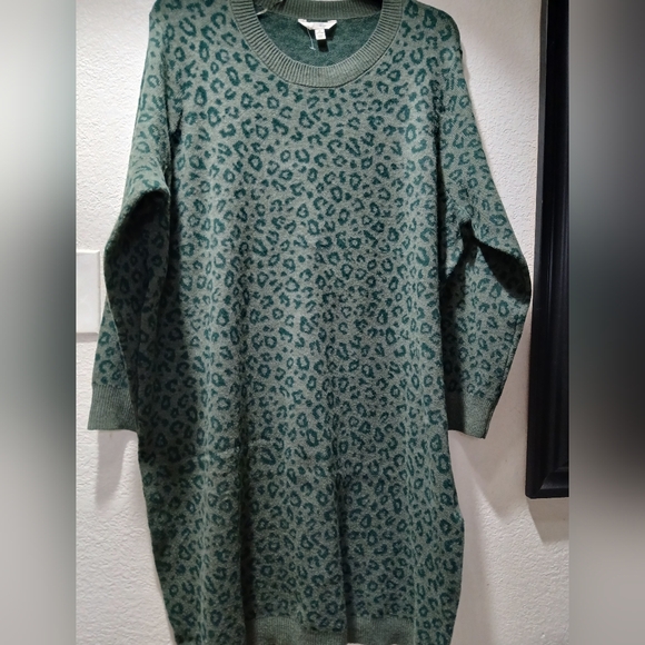 Terra & Sky Dresses & Skirts - terra & sky size 2X Leopard Print nwot  Green Sweater dress